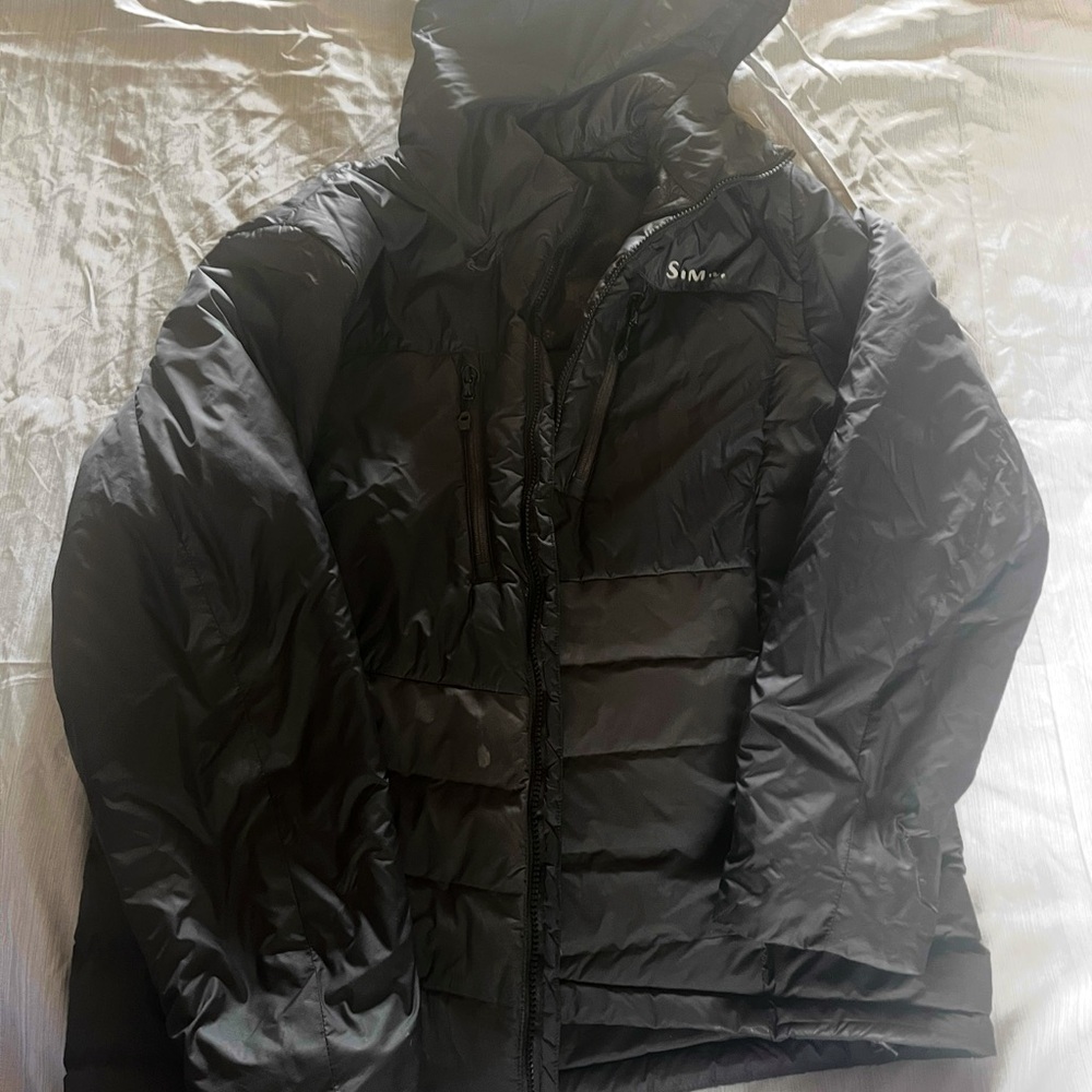 Simms Black Hooded Puffer Jacket for Men